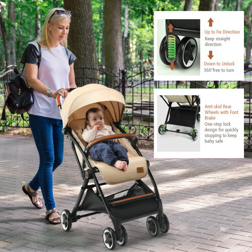 Casart Protable Lightweight Baby Stroller One-Hand Folding Compact Stroller 2