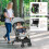 Casart Folding Baby Stroller Pushchair With Convertible Canopy Light Grey 3