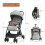 Casart Folding Baby Stroller Pushchair With Convertible Canopy Light Grey 2