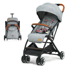 Folding Baby Stroller Pushchair With Convertible Canopy Light Grey