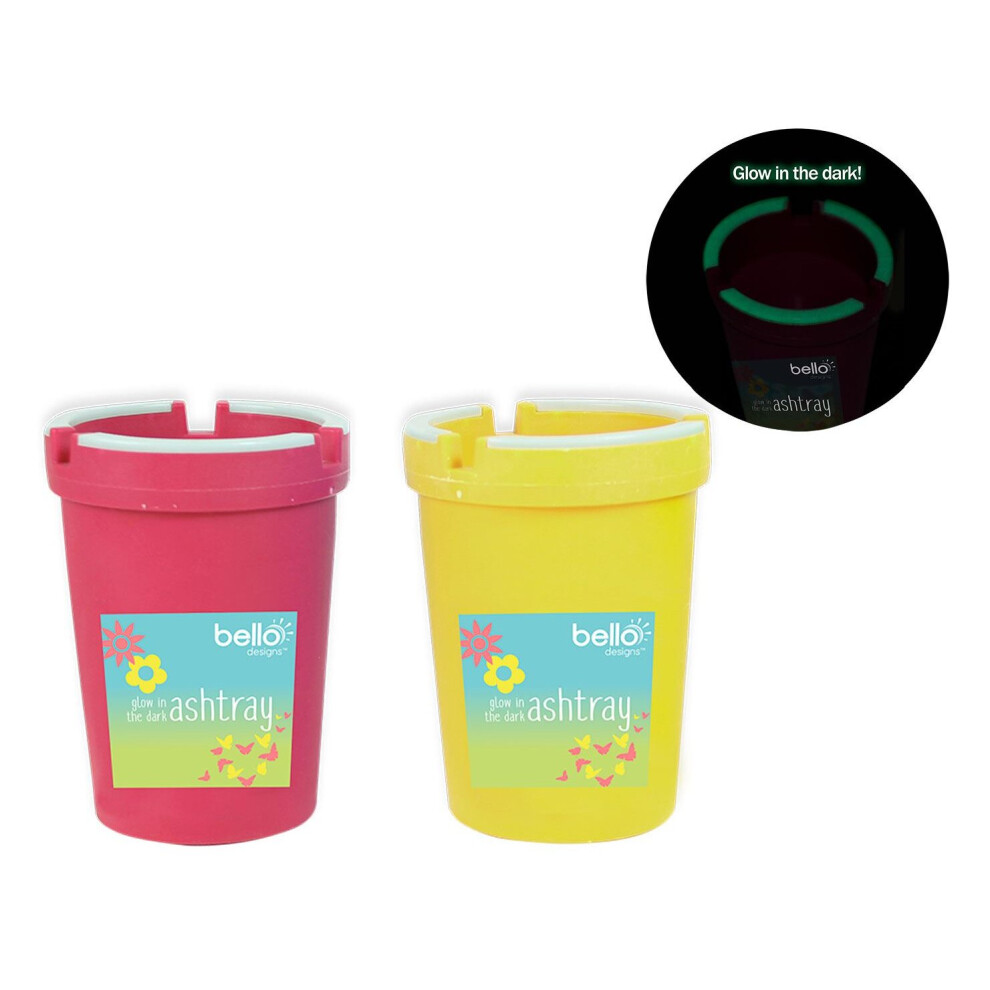 Ashtray Glow in the Dark Smoking Smoker Bar Home Outdoor Pck of 2