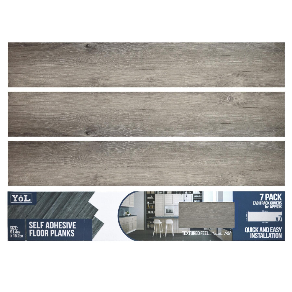 Floor Planks Tiles Self Adhesive Dark Grey Wood Vinyl Flooring Kitchen Bathroom 5056301433974