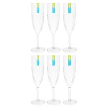 6 Champagne Prosecco Flutes Glasses Set Plastic Dimpled Embossed Party Outdoor