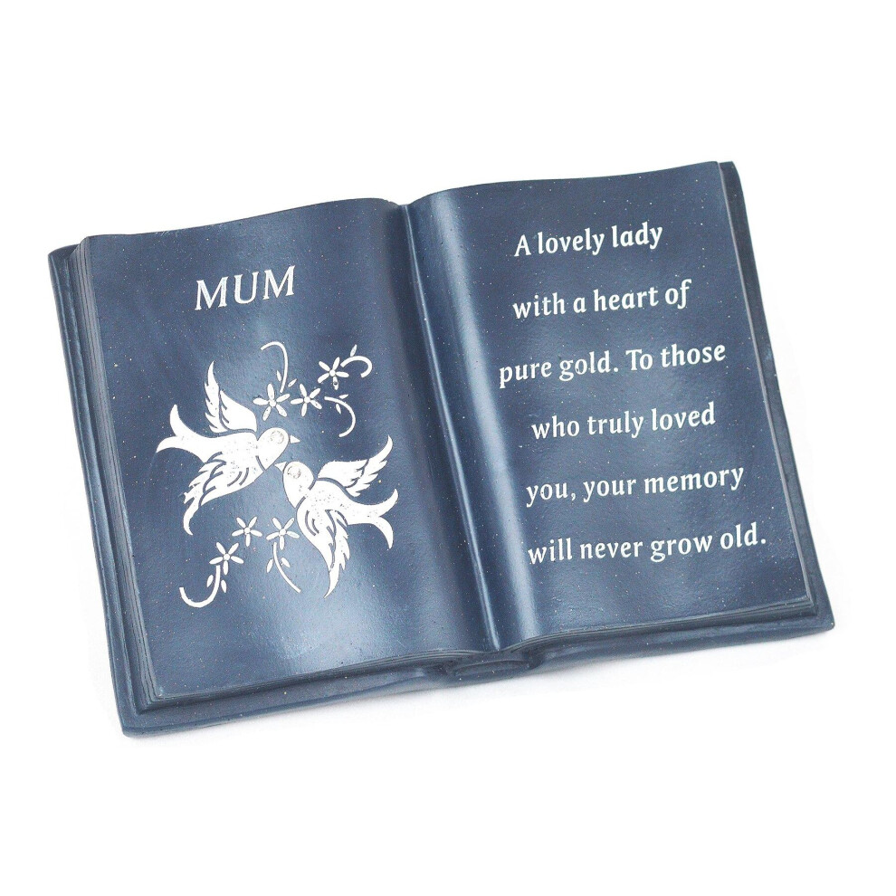 Slate Grey Mum Memorial Dove Book Grave Stone Plaque Ornament