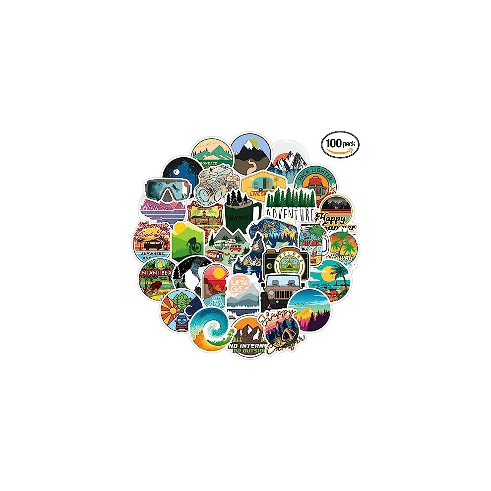 50 outdoor camping stickers, natural adventure stickers, cooler stickers and stickers, waterproof vinyl stickers for young boys and girls