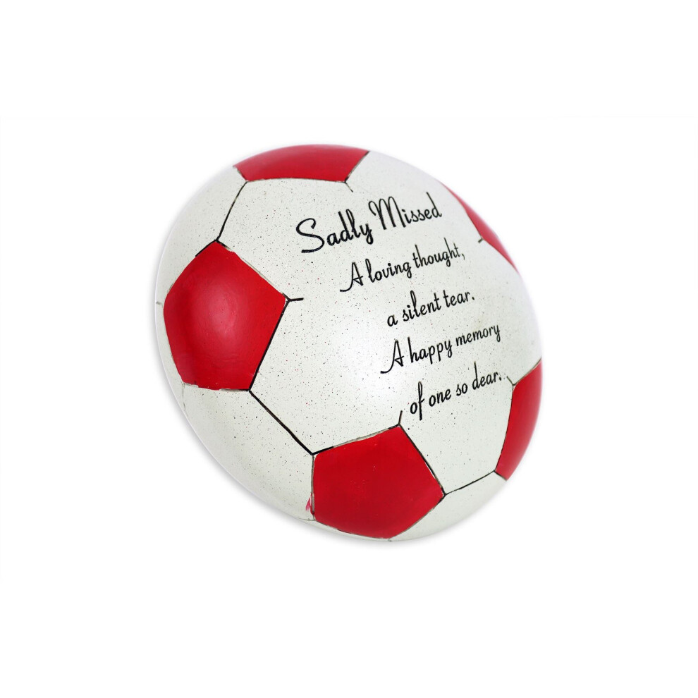 Sadly Missed Graveside Memorial Football Grave Decoration Garden Ornament Red