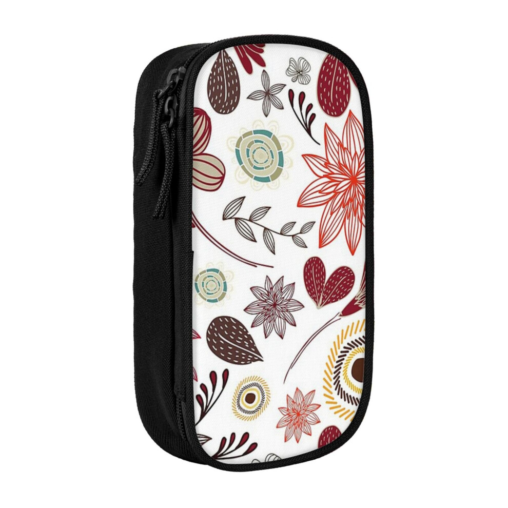 Photos - Pen cil Case Seamless Floral Pattern  Holder Box Pouch Bag with Double Zippers for School Office Work