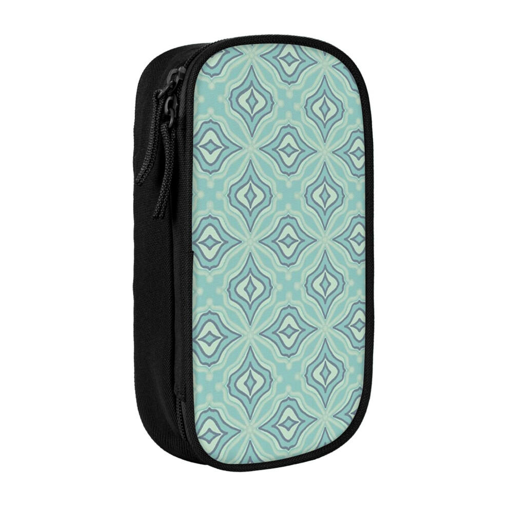 Photos - Pen cil Case Blue Pattern Holder Box Pouch Bag with Double Zippers for School Office Work