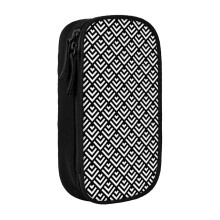 Pencil Case Seamless Square Pattern Black Traditional Version Pen Holder Box Pouch Bag with Double Zippers for School Office Work