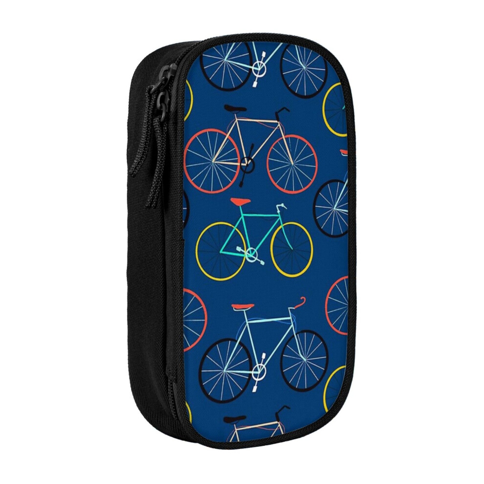 Photos - Pen cil Case Blue Bikes  Holder Box Pouch Bag with Double Zippers for School Office Work