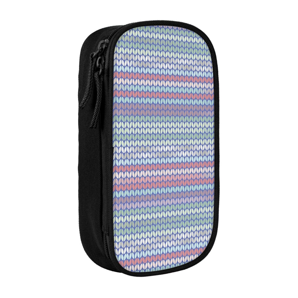 Photos - Pen cil Case Colorful Imitation Of Knitted Pattern  Holder Box Pouch Bag with Double Zippers for School Office Work