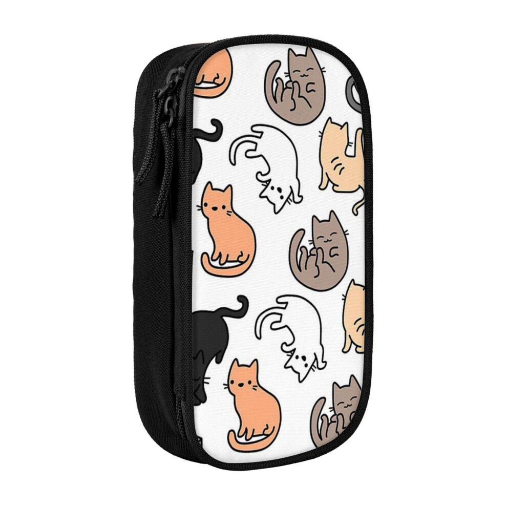 Photos - Pen cil Case Cute Cats Holder Box Pouch Bag with Double Zippers for School Office Work