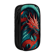 Pencil Case Dragon Pen Holder Box Pouch Bag with Double Zippers for School Office Work