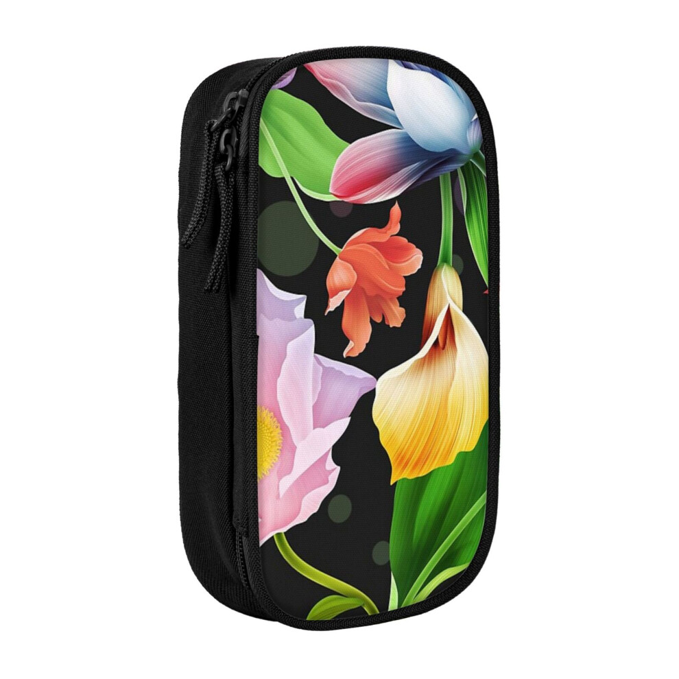 Photos - Pen cil Case Abstract Floral Pattern Holder Box Pouch Bag with Double Zippers for School Office Work