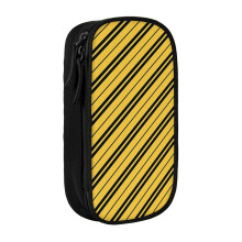 Pencil Case Yellow And Black Seamless Pattern Pen Holder Box Pouch Bag with Double Zippers for School Office Work