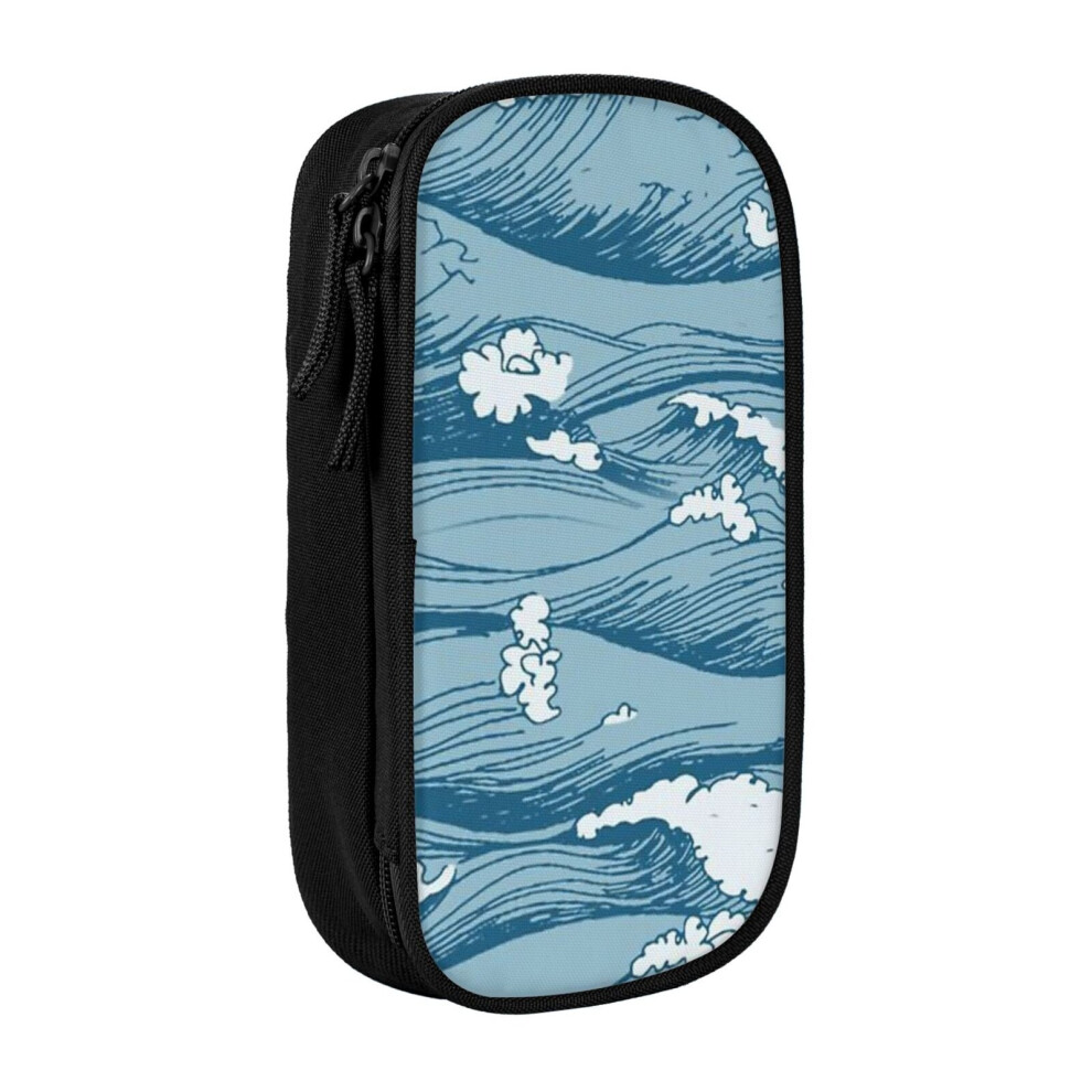 Photos - Pen cil Case Waves Holder Box Pouch Bag with Double Zippers for School Office Work