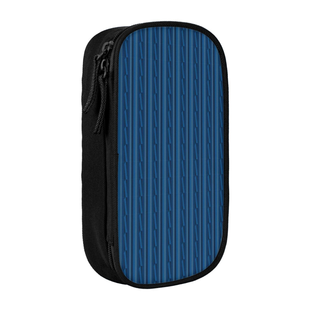 Photos - Pen cil Case Blue Pattern  Holder Box Pouch Bag with Double Zippers for School Office Work