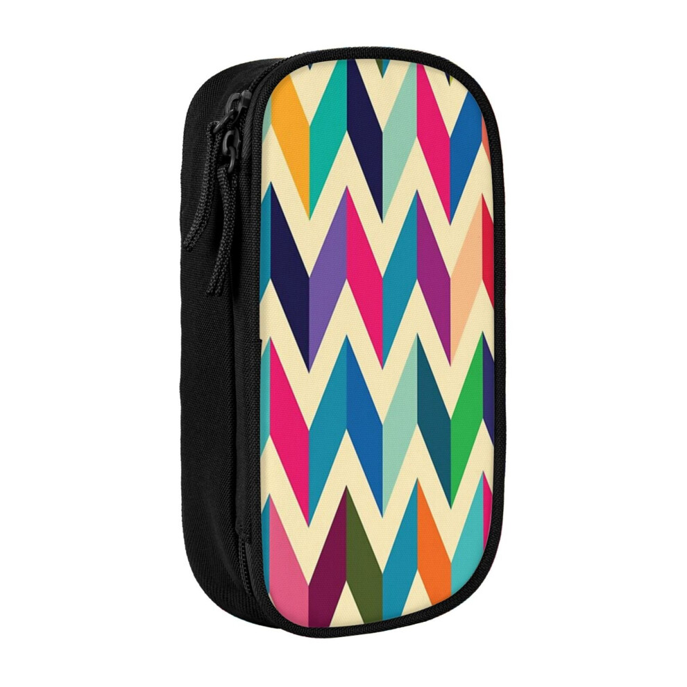 Photos - Pen cil Case Geometric Pattern Holder Box Pouch Bag with Double Zippers for School Office Work