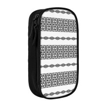 Pencil Case The Modern Black And White In Fabric Seamless Pattern Pen Holder Box Pouch Bag with Double Zippers for School Office Work