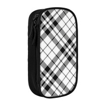 Pencil Case Black And White Pen Holder Box Pouch Bag with Double Zippers for School Office Work