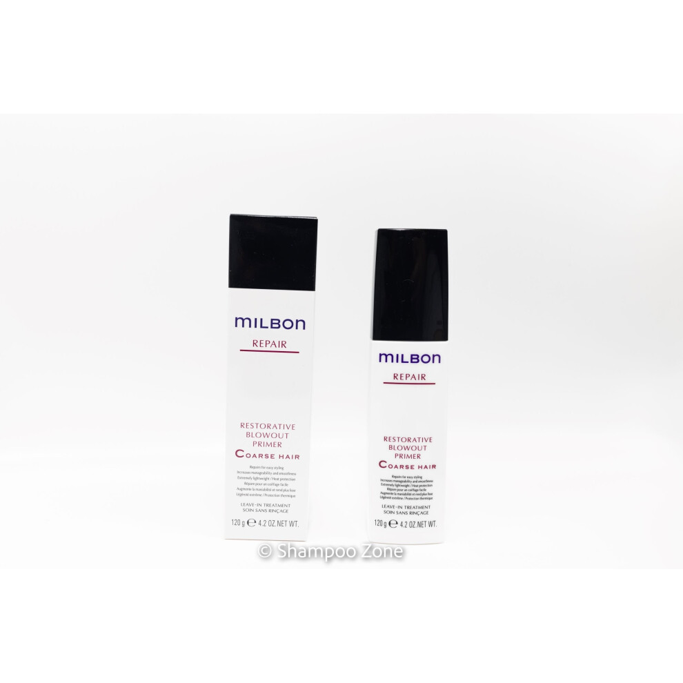 Milbon Cream Repair Restorative Blowout Primer For Coarse Hair, 4.2 Oz - Lightweight With Dual-Repair Technology