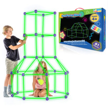 Fun Forts Glow Fort Bauset fr Kinder  81 Stck, leuchtet im Dunkeln, STEM-Bauspielzeug, Indoor-Outdoor-Spielzelt fr Kinder, Konstruktionsspielzeug
