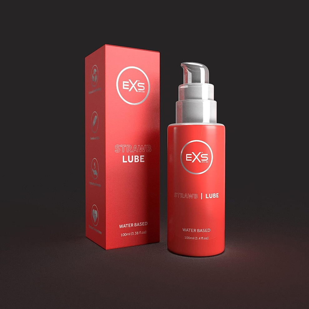 EXS Premium Strawberry Lube 100ml | Water Based Sex Lubricant | Vegan