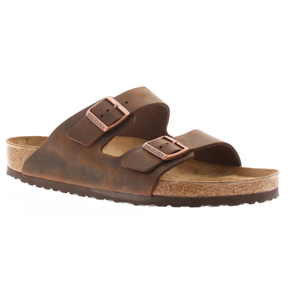 Arizona Oiled Nubuck Leather Unisex Slide Sandals - Habana / UK 5.5 / Medium