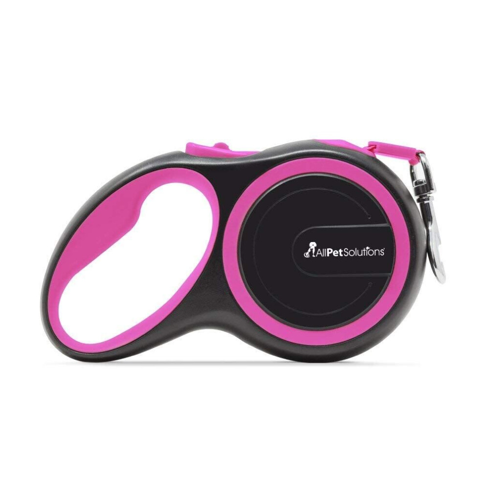 Retractable Dog Lead Heavy Duty - Size 8M - 50KG - Colour - Black & Pink