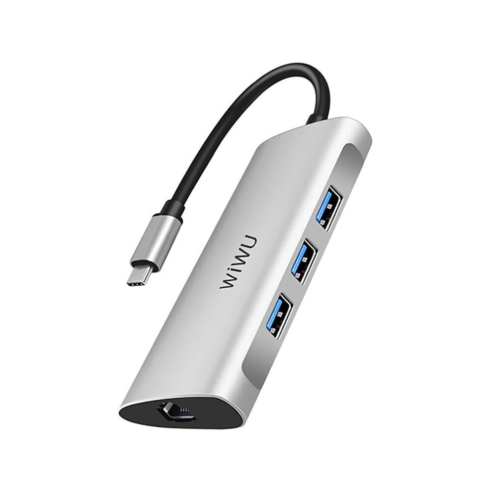 6-in-1 USB-C Hub Type-C to USB3.0 Adapter SD/TF Card Reader Multi-functional Docking Station