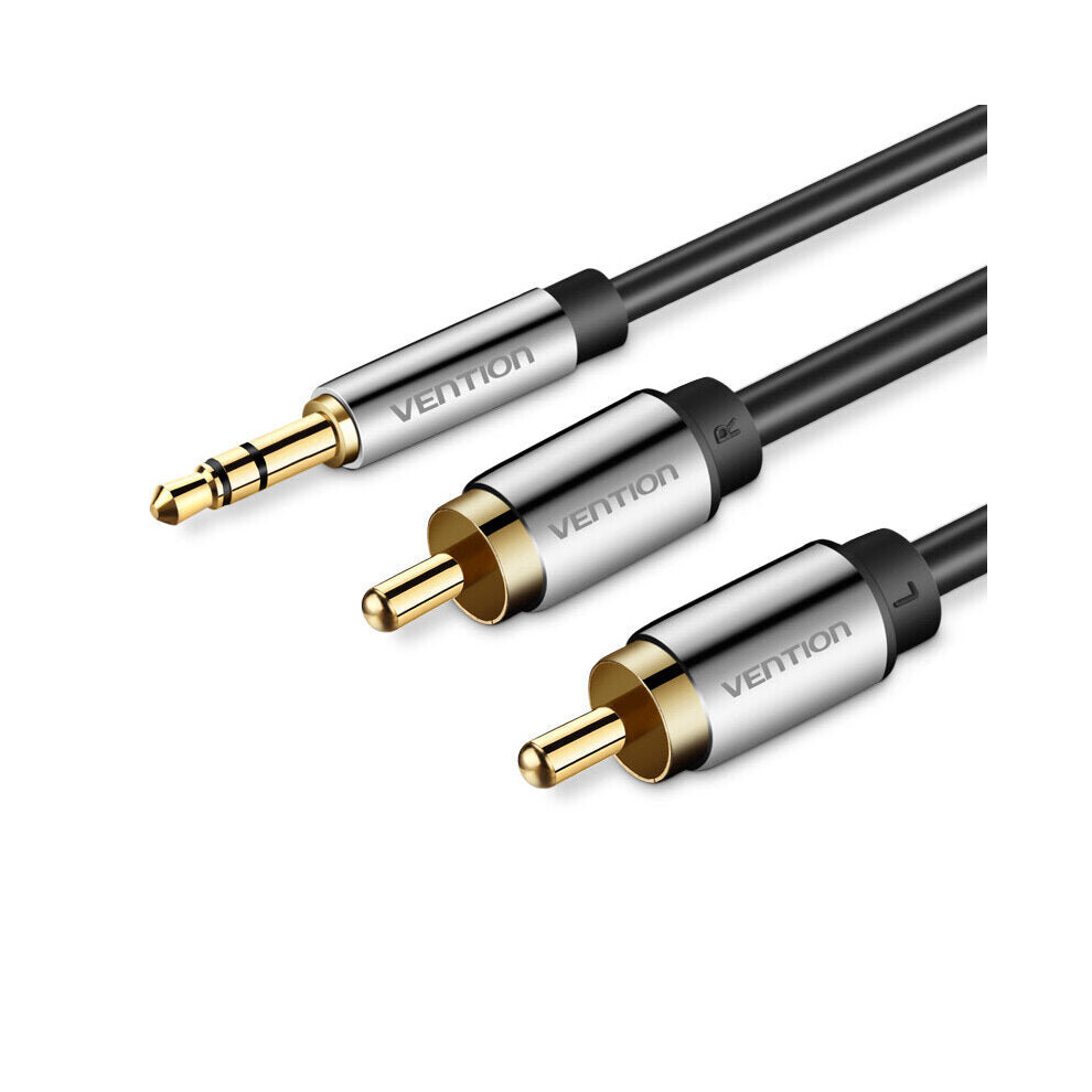 (5M) 3.5Mm Stereo To 2Rca Audio Cable Speaker Cable For Computer Pc Dvd Tv Phone Tablet Black/Gold 6112212778289
