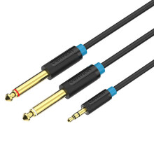 (2M) 3.5mm To Double 6.5mm Audio Line Sound Console Computer 1 Turn to 2 Cable Amplifier