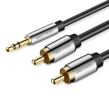 (1.5M) 3.5mm Stereo to 2RCA Audio Cable Speaker Cable for Computer PC DVD TV Phone Tablet