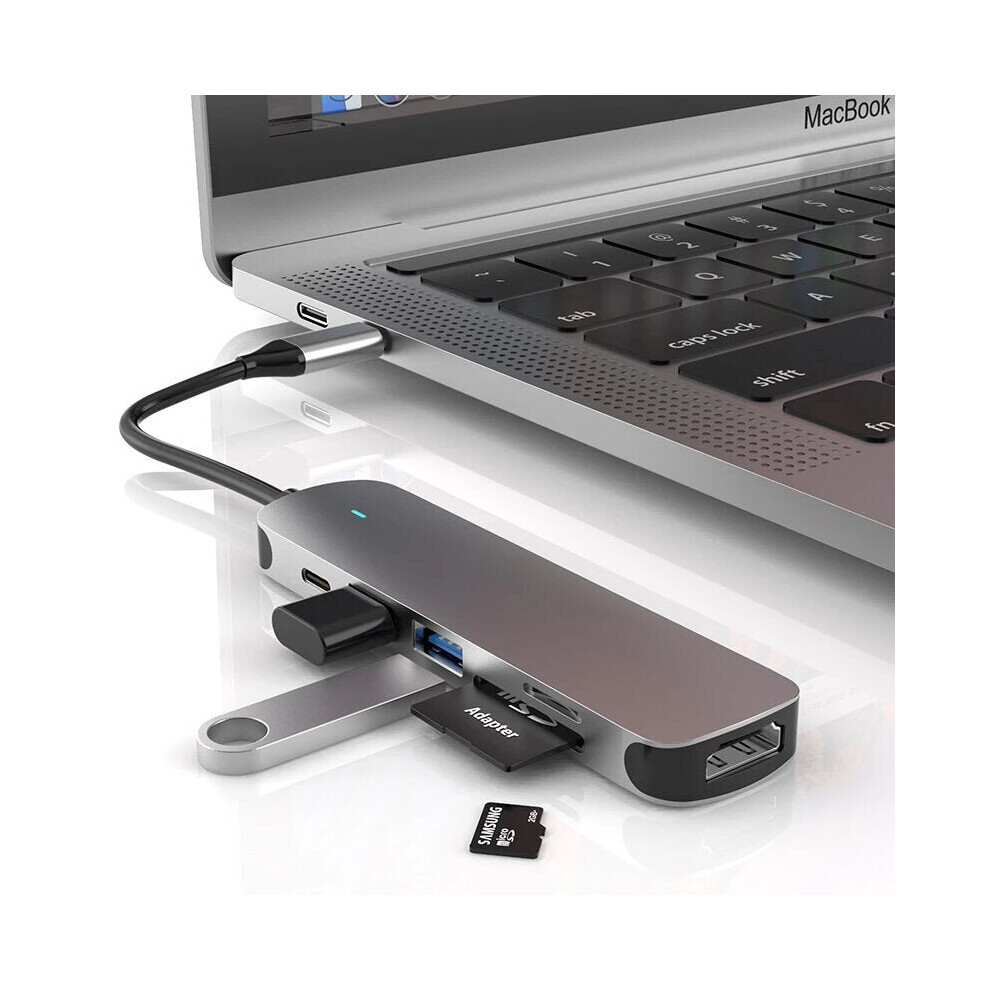 6 In 1 Usb-C Hub Docking Station With 4K Hdmi/ Usb3.0/ Usb2.0/ Sd/ Tf/ Pd 100W For Ipad Pro Hub For Macbook Pro Grey 6112212800256