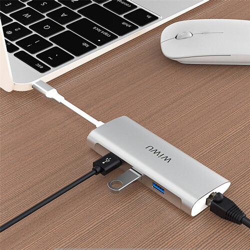 6-in-1 USB-C Hub Type-C to USB3.0 Adapter SD/TF Card Reader Multi-functional Docking Station 2