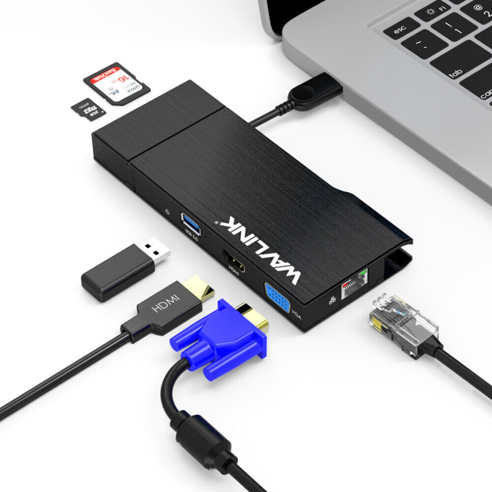 6 in 1 USB Hub Docking Station with Gigabit Ethernet 2K HDMI-compaitable VGA For Computer Laptop