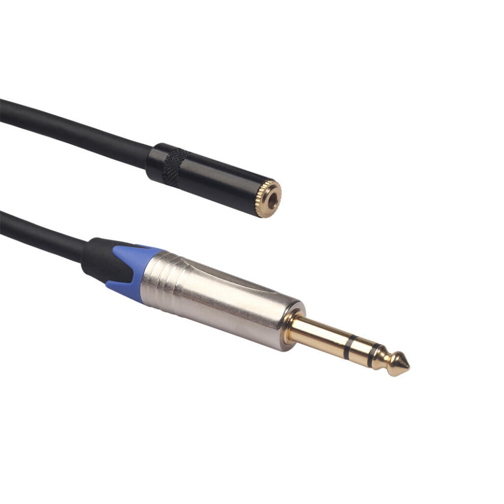 6.35mm Stereo Plug Male to 3.5mm Stereo Jack Female Socket Headphone Extension Cable Audio Cable 0.3M