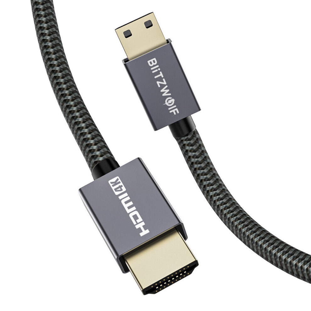 4K 18Gbps Mini HDMI to HDMI Cable 1.2m with HDMI 2.0 4K*2K@60H 18Gbps Transfer PP Braided Jacket Tinned Copper Wire 1.2M