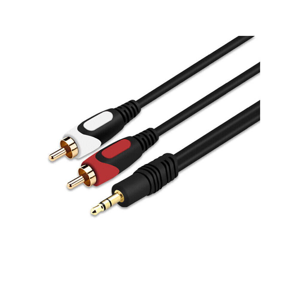 (5M) 3.5mm to 2RCA Cable Pure Copper AUX Plug 2 RCA Computer Phone Output Power Amplifier Audio Cord