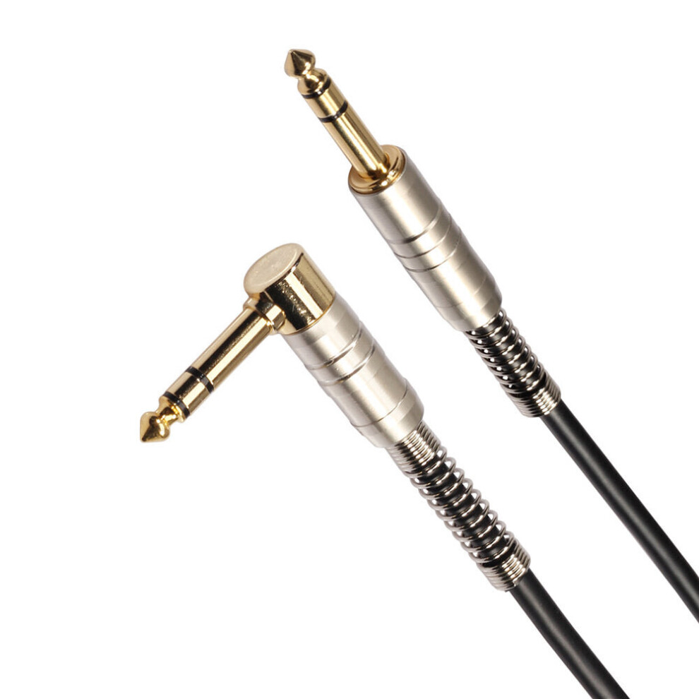 (5M) 6.35mm Male to Male Audio Cable Gold Plated Stereo Straight to Elbow Audio Adapter Cable Connector