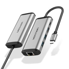 5-in-1 HUB Docking Station Adapter With 87W USB 3.0 USB-C PD RJ45 1000Mbps Gigabit Ethernet
