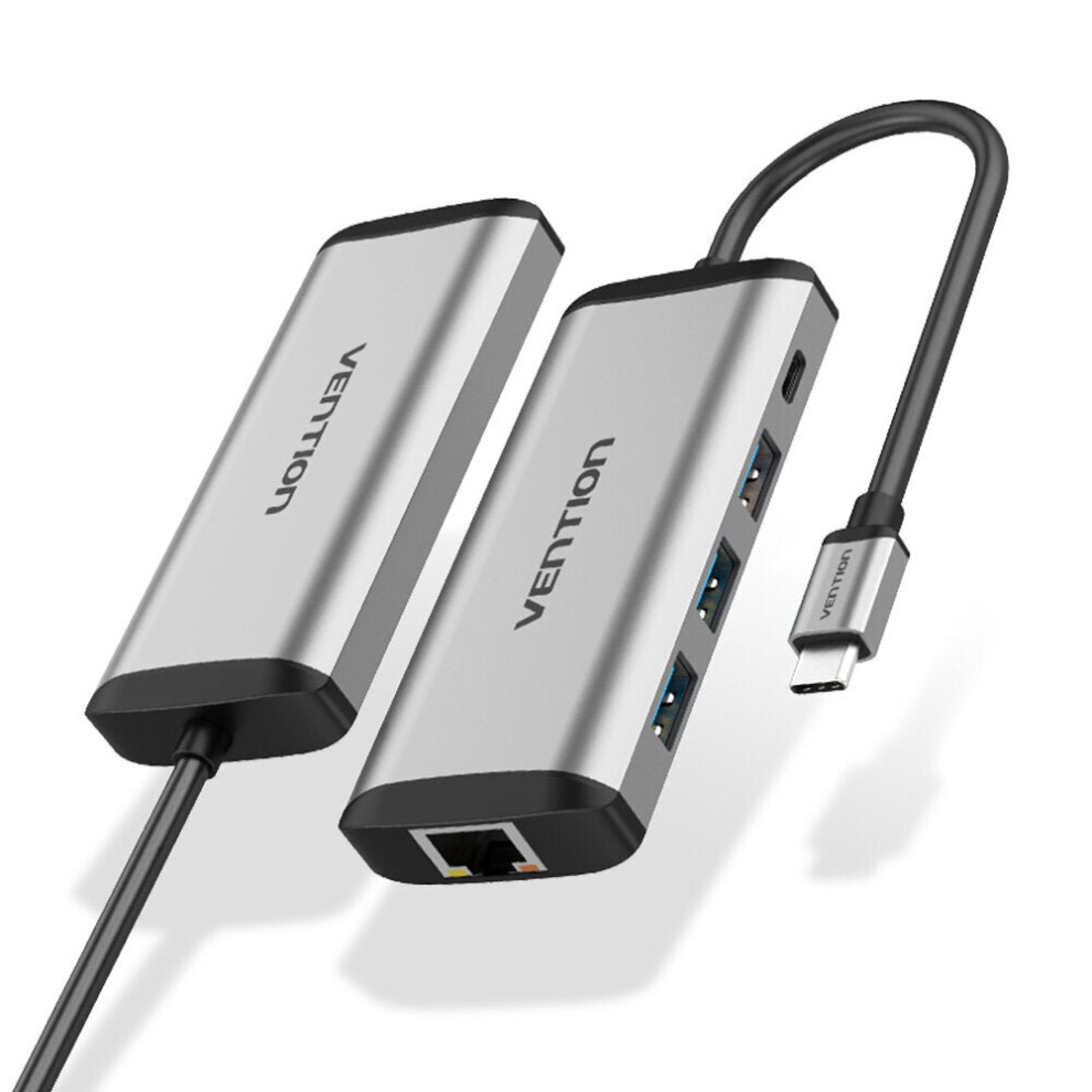5-in-1 HUB Docking Station Adapter With 87W USB 3.0 USB-C PD RJ45 1000Mbps Gigabit Ethernet