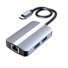 5 IN 1 Type-C Hub Docking Station USB-C to USB 2.0/3.0 RJ45 100Mbps LAN Ethernet SD/TF Card Reader Slot for Laptop PC with OTG Function