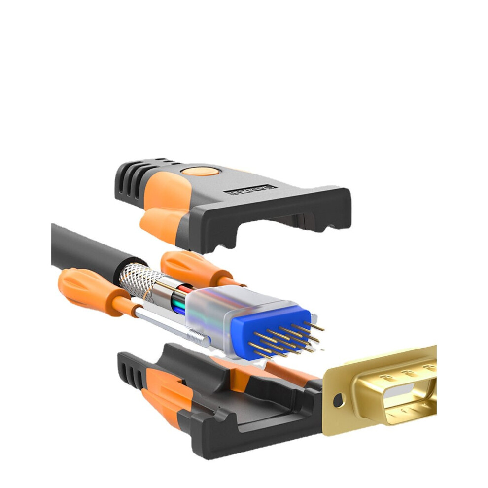 (Orange, 1M) 1080P VGA 3+9 Male to Male Cable Gold-plated Connector VGA Video for Computer Projector Monitor Screen