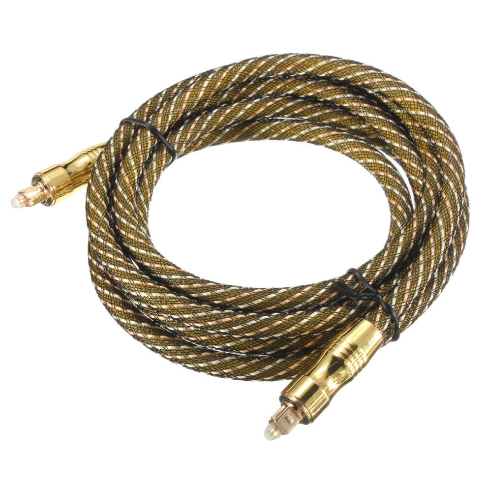 2M Toslink Male To Male Digital Optical Fiber Optic Audio Cable Gold 6112212783542