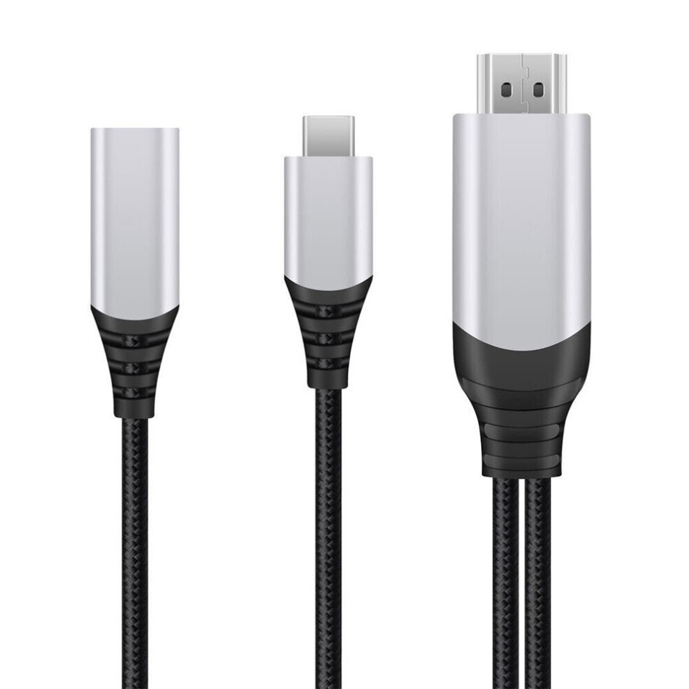 (Grey) 4K*2K Usb-C To Hdtv Dongle Cable Same Screen Pd 100W Type-C Video Cable For Computer Smartphone Tv Projector Grey 6112212783238