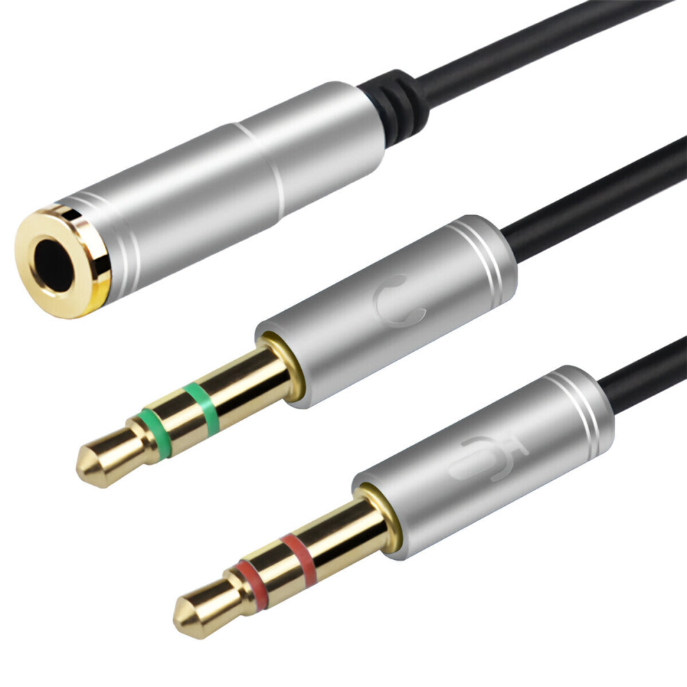 (Silver) 3.5Mm Earphone Headset Splitter Cable Stereo 3.5Mm Female To 2 * 3.5Mm Male For Pc Laptop Microphone Audio Silver 6112212779767