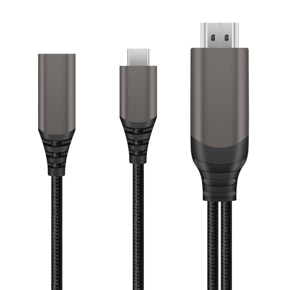 (Black) 4K*2K Usb-C To Hdtv Dongle Cable Same Screen Pd 100W Type-C Video Cable For Computer Smartphone Tv Projector Black 6112212783245