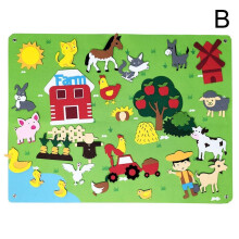 (  Farm) Farm Animals Car Fuzzy Felt Story Board Set with Farmhouse Themed Storytelling
