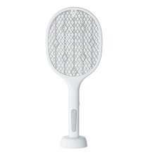 (White) 2-In-1 3000V Electric Mosquito Swatter Dual Mode Built-in Battery USB Rechargeable Outdoor Home Mosquito Killer